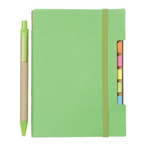 [4-x-6-recycled-stick-24850] 4"X 6" Recycled Sticky Notebook With Pen