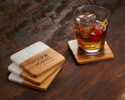 [marble-and-bamboo-co-26553] Marble And Bamboo Coaster Set