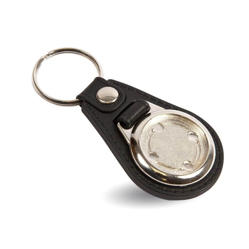 [metal-keyring-leathe-26572] Metal Keyring/Leather With Backing 25Mm Round
