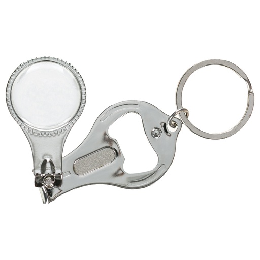 [nail-clipper-bottle--26611] Nail Clipper Bottle Opener Keyring 25 Mm Round Insert